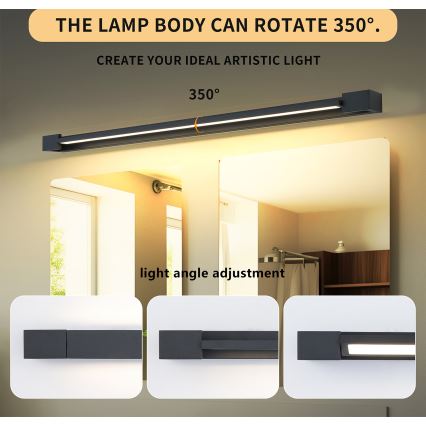 Brilagi - AQUA LINE LED Bathroom Mirror Light LED/36W/230V 120 cm IP44 Black CRI 90