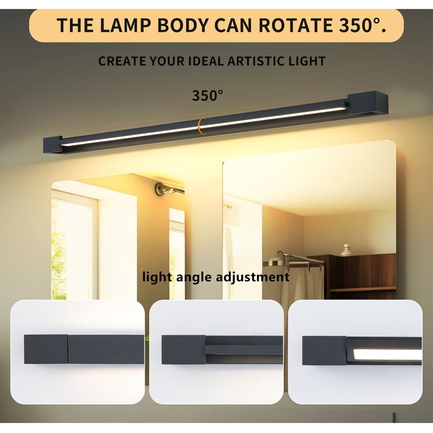 Brilagi - AQUA LINE LED Bathroom Mirror Light LED/36W/230V 120 cm IP44 Black CRI 90