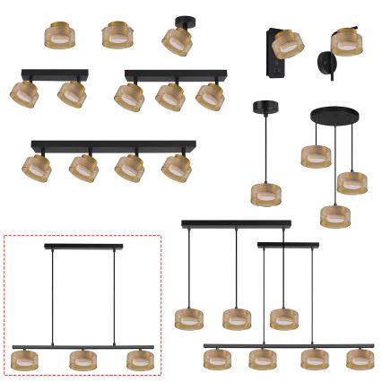 Brilagi - LED AURA LUX Cable Pendant 3x GX53/30W/230V Black/Gold