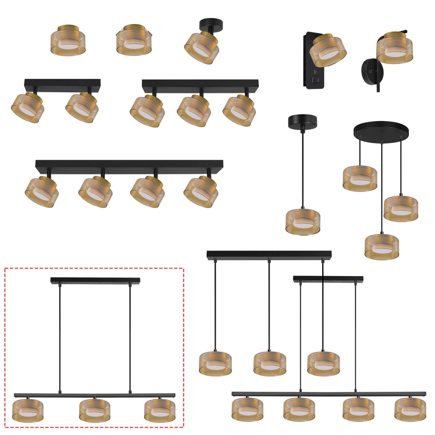 Brilagi - LED AURA LUX Cable Pendant 3x GX53/30W/230V Black/Gold