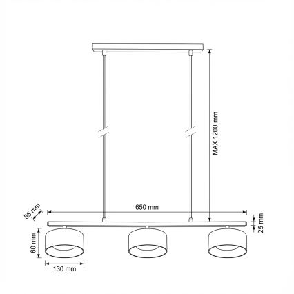 Brilagi - LED AURA LUX Cable Pendant 3x GX53/30W/230V Black/Gold