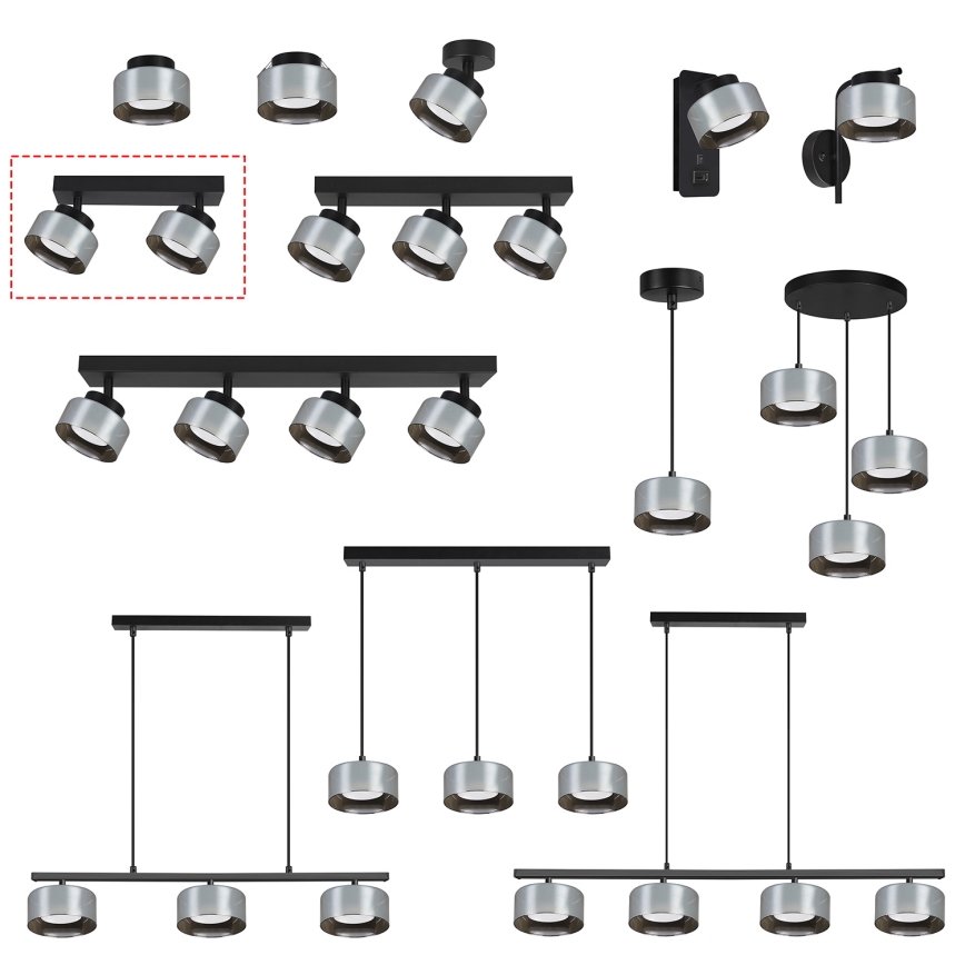 Brilagi - LED AURA LUX Spotlight 2xGX53/30W/230V Black/Smoked
