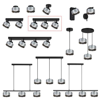 Brilagi - LED AURA LUX Spotlight 3xGX53/30W/230V Black/Smoked