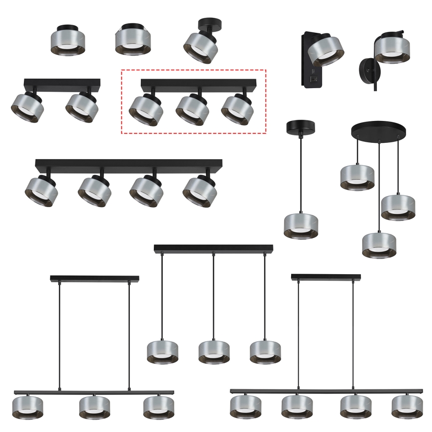 Brilagi - LED AURA LUX Spotlight 3xGX53/30W/230V Black/Smoked