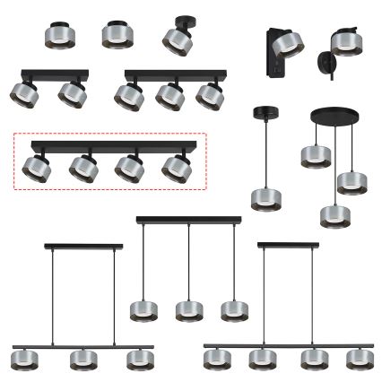 Brilagi - LED AURA LUX Spotlight 4xGX53/30W/230V, Black/Smoked