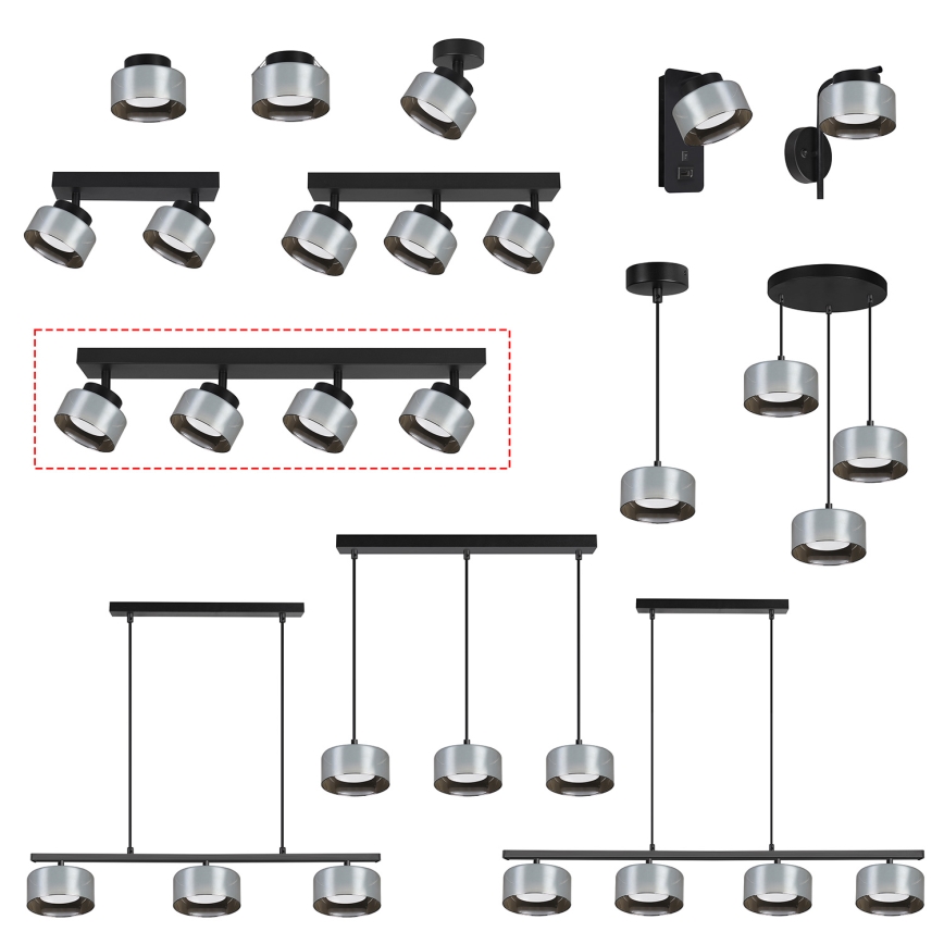 Brilagi - LED AURA LUX Spotlight 4xGX53/30W/230V, Black/Smoked