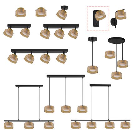 Brilagi - LED AURA LUX wall lamp with USB port 1xGX53/30W/230V black/gold