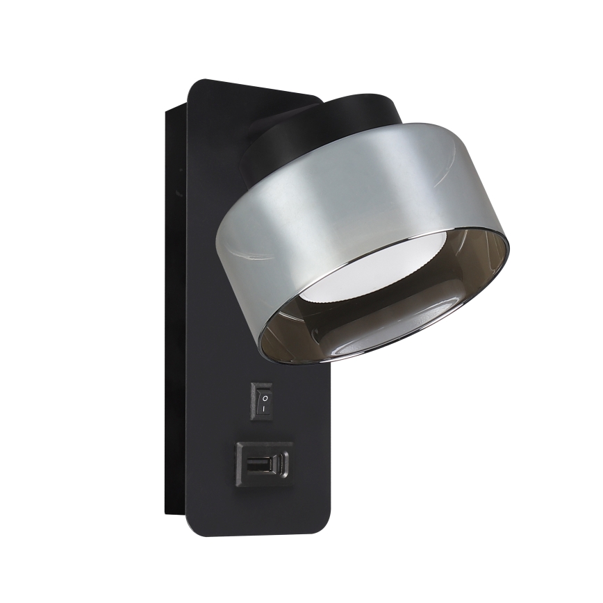 Brilagi - LED AURA LUX Wall Lamp with USB Port 1xGX53/30W/230V Black/Smoked