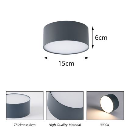 Brilagi - LED Bathroom Ceiling Light FORIS LED/20W/230V Ø 15 cm Anthracite IP44