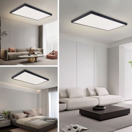 Brilagi - LED Bathroom Ceiling Light FRAME, 96W/230V, 120x60 cm, 3000/4000/6000K, IP44, Black