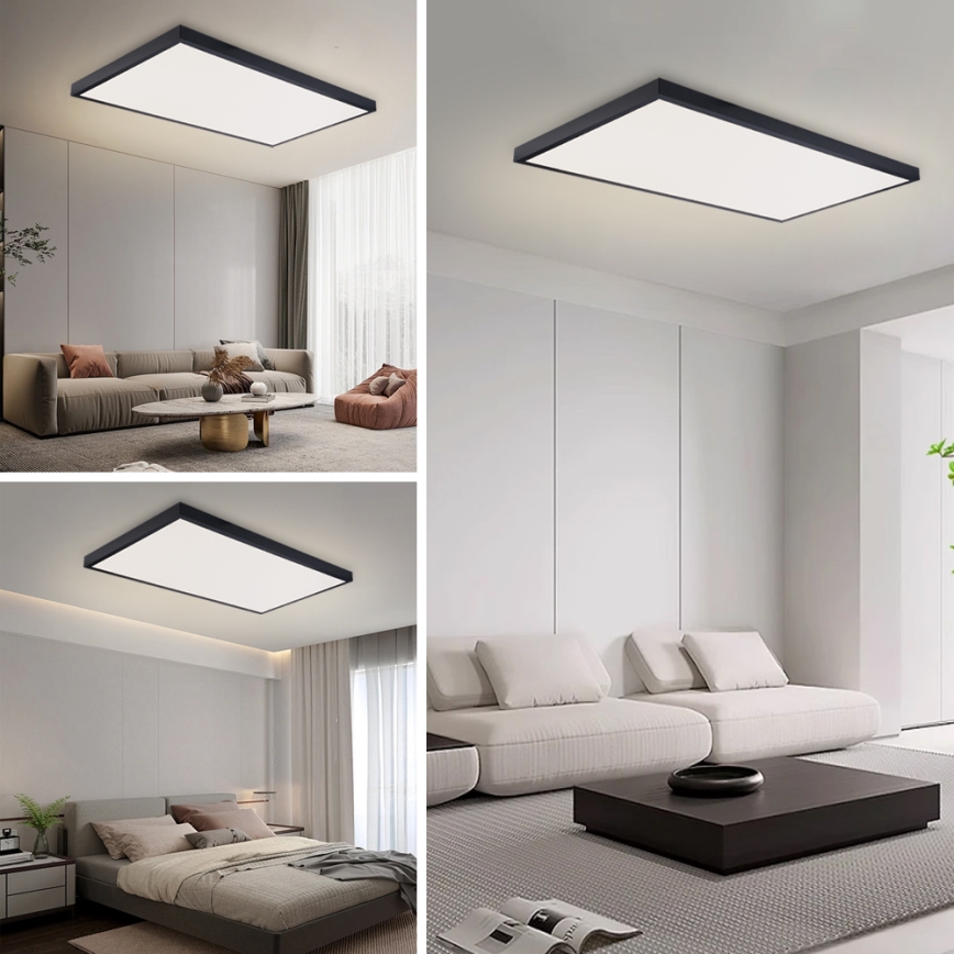 Brilagi - LED Bathroom Ceiling Light FRAME, 96W/230V, 120x60 cm, 3000/4000/6000K, IP44, Black