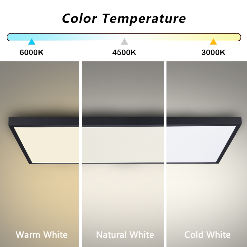 Brilagi - LED Bathroom Ceiling Light FRAME, 96W/230V, 120x60 cm, 3000/4000/6000K, IP44, Black