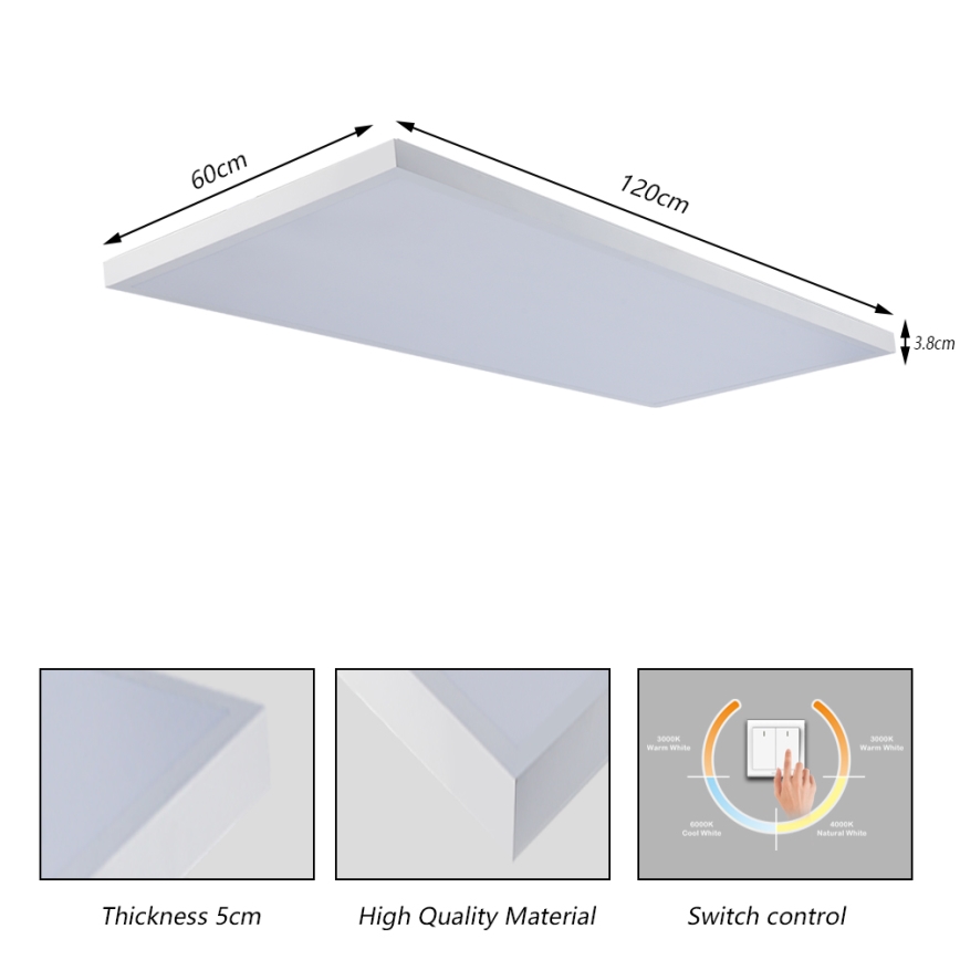 Brilagi - LED Bathroom Ceiling Light FRAME LED/96W/230V 120x60 cm 3000/4000/6000K IP44 white