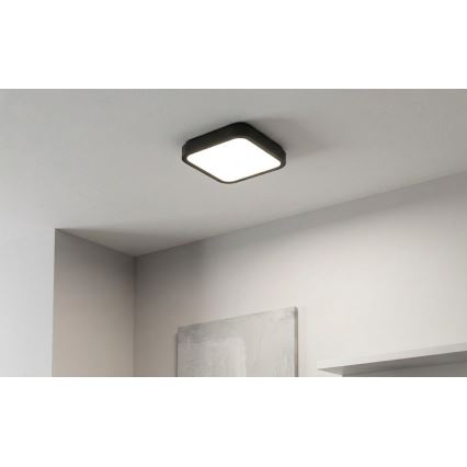 BRILAGI - ZENNA LED Bathroom Ceiling Light with Sensor LED/12W/230V 24x24 cm IP44 Black + Remote Control