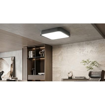 BRILAGI - LED bathroom ceiling light with sensor ZENNA LED/18W/230V 28,5x28,5 cm IP44 anthracite + remote control