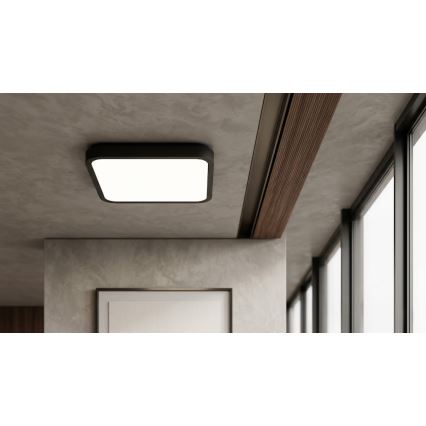 BRILAGI - ZENNA LED Bathroom Ceiling Light with Sensor, 24W, 230V, 34.5x34.5 cm, IP44, Black + Remote Control