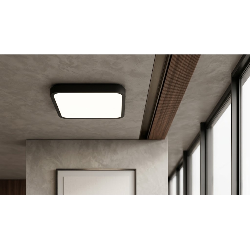 BRILAGI - ZENNA LED Bathroom Ceiling Light with Sensor, 24W, 230V, 34.5x34.5 cm, IP44, Black + Remote Control