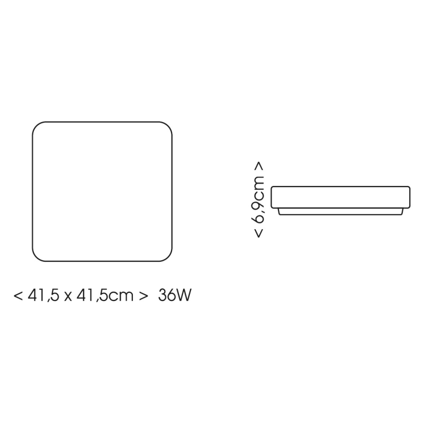 BRILAGI - LED Bathroom ceiling light with sensor ZENNA LED/36W/230V 41,5x41,5 cm IP44 black + remote control