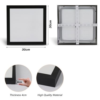 Brilagi - LED Bathroom ceiling light FRAME LED/24W/230V 30x30 cm 3000/4000/6000K IP44 black