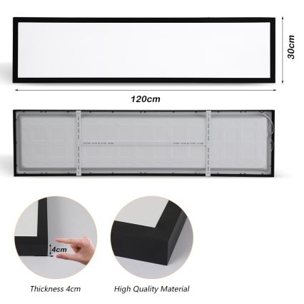 Brilagi - LED Bathroom ceiling light FRAME LED/50W/230V 30x120 cm 3000/4000/6000K IP44 black