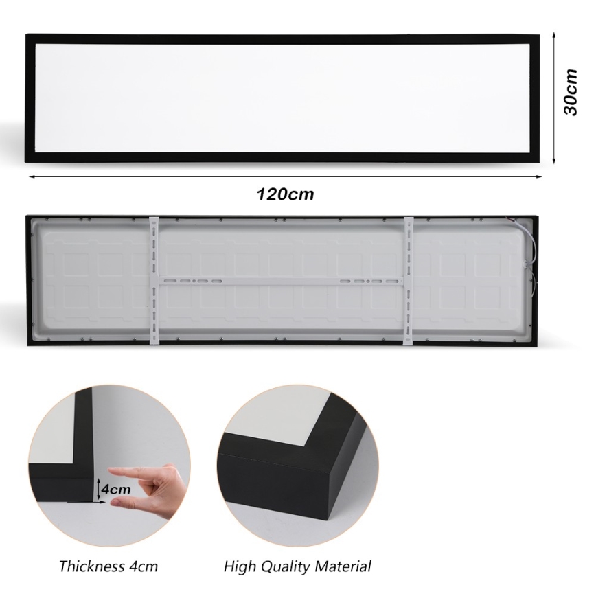 Brilagi - LED Bathroom ceiling light FRAME LED/50W/230V 30x120 cm 3000/4000/6000K IP44 black