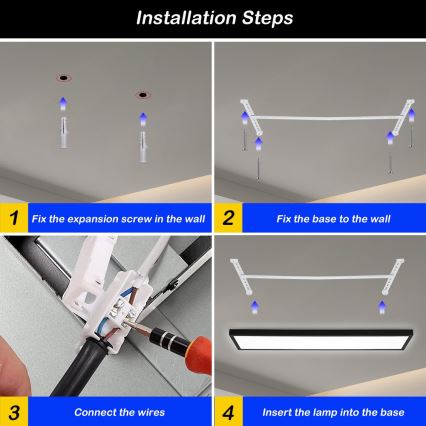 Brilagi - LED Bathroom ceiling light FRAME LED/50W/230V 30x120 cm 3000/4000/6000K IP44 black