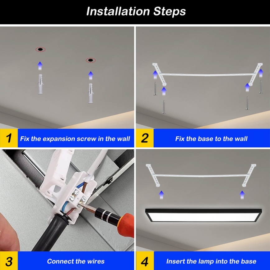 Brilagi - LED Bathroom ceiling light FRAME LED/50W/230V 30x120 cm 3000/4000/6000K IP44 black