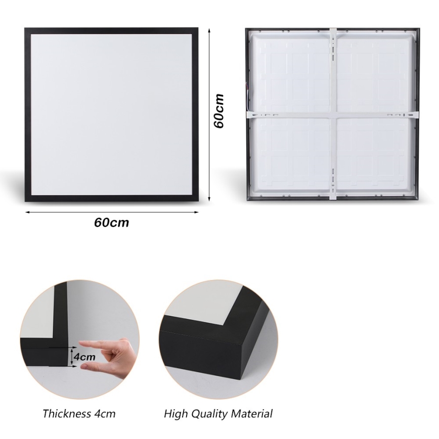 Brilagi - LED Bathroom ceiling light FRAME LED/50W/230V 60x60 cm 3000/4000/6000K IP44 black