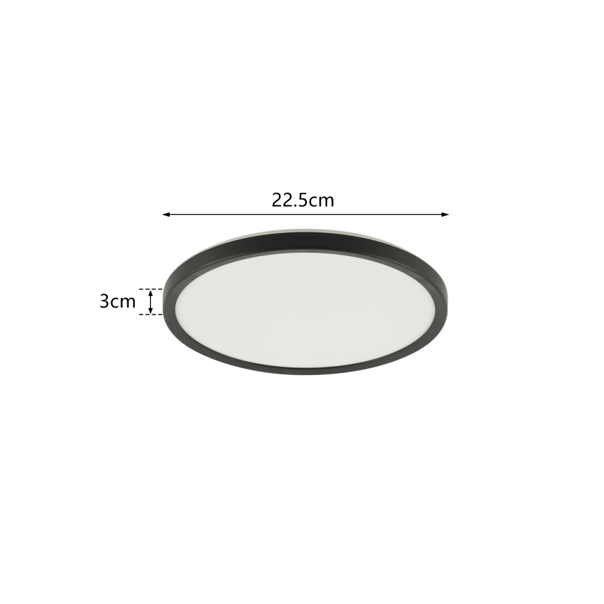Brilagi - LED Bathroom ceiling light ULTRA SLIM LED/12W/230V d. 22,5 cm black IP54