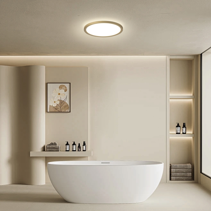 Brilagi - ULTRA SLIM LED Bathroom Ceiling Light LED/12W/230V Ø 22.5 cm Gold IP54