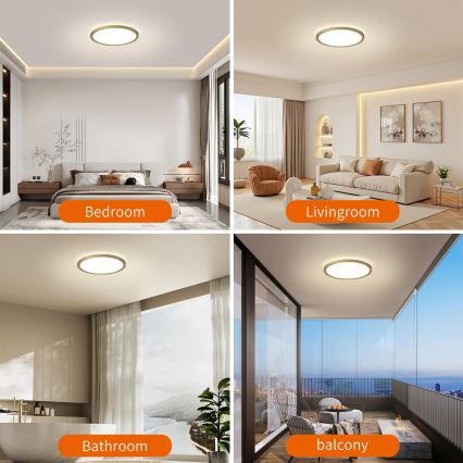 Brilagi - ULTRA SLIM LED Bathroom Ceiling Light LED/12W/230V Ø 22.5 cm Gold IP54
