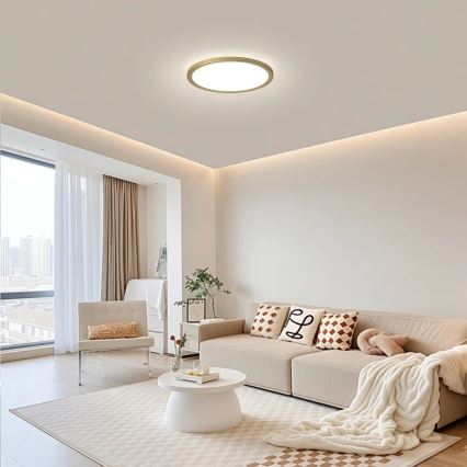 Brilagi - ULTRA SLIM LED Bathroom Ceiling Light LED/12W/230V Ø 22.5 cm Gold IP54