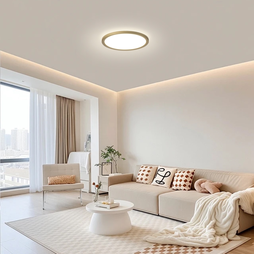 Brilagi - ULTRA SLIM LED Bathroom Ceiling Light LED/12W/230V Ø 22.5 cm Gold IP54