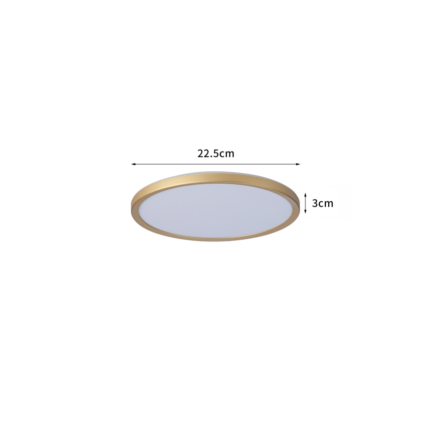 Brilagi - ULTRA SLIM LED Bathroom Ceiling Light LED/12W/230V Ø 22.5 cm Gold IP54