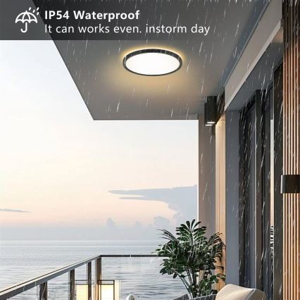 Brilagi - LED Bathroom ceiling light ULTRA SLIM LED/24W/230V d. 42 cm black IP54