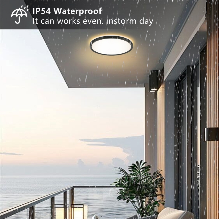 Brilagi - LED Bathroom ceiling light ULTRA SLIM LED/24W/230V d. 42 cm black IP54
