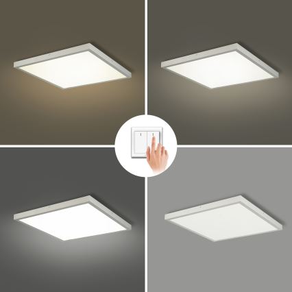 Brilagi - FRAME LED Bathroom Ceiling Light 50W, 230V, selectable 3000/4000/6000K, 60x60 cm, IP44, Silver