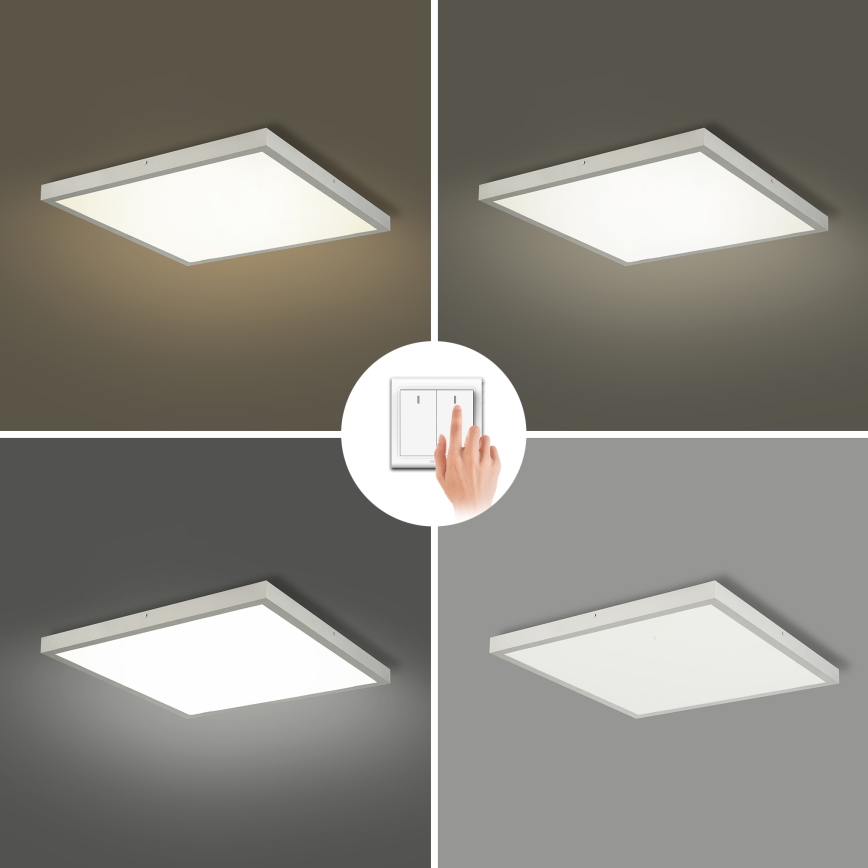Brilagi - FRAME LED Bathroom Ceiling Light 50W, 230V, selectable 3000/4000/6000K, 60x60 cm, IP44, Silver