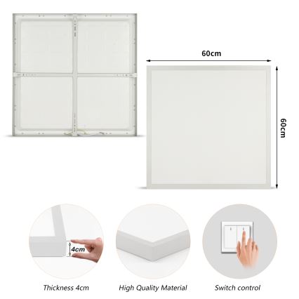 Brilagi - FRAME LED Bathroom Ceiling Light 50W, 230V, selectable 3000/4000/6000K, 60x60 cm, IP44, Silver