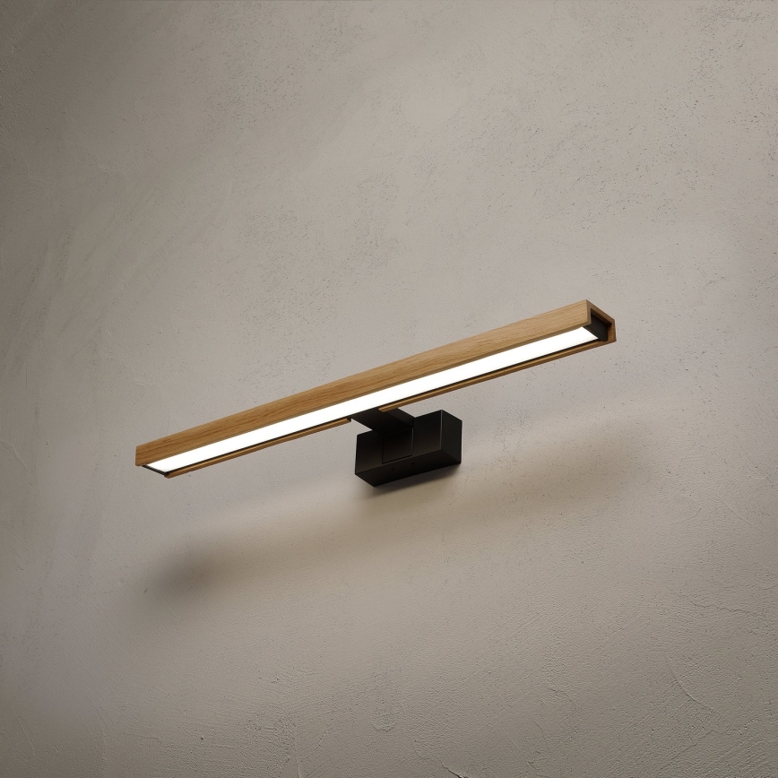 Brilagi - WOODY MIRROR 3-in-1 LED Bathroom Mirror Light LED/12W/230V 60 cm IP44 Black/Oak
