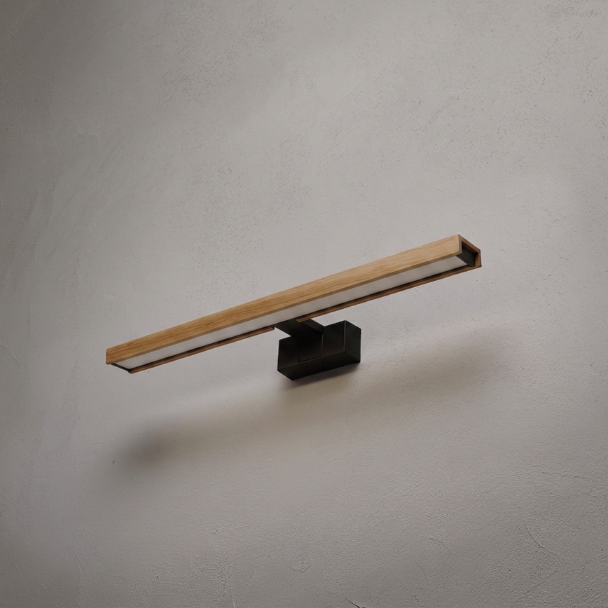 Brilagi - WOODY MIRROR 3-in-1 LED Bathroom Mirror Light LED/12W/230V 60 cm IP44 Black/Oak