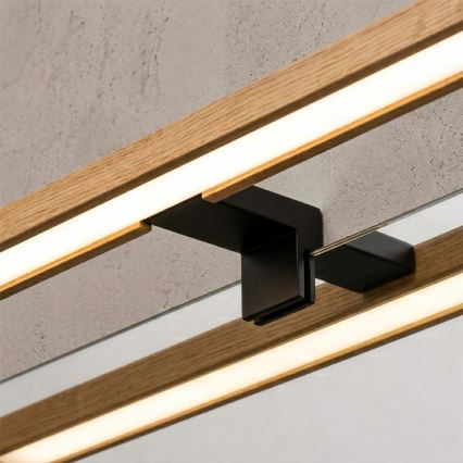 Brilagi - WOODY MIRROR 3-in-1 LED Bathroom Mirror Light LED/12W/230V 60 cm IP44 Black/Oak