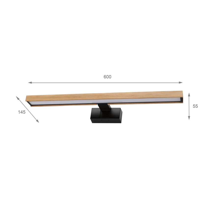 Brilagi - WOODY MIRROR 3-in-1 LED Bathroom Mirror Light LED/12W/230V 60 cm IP44 Black/Oak
