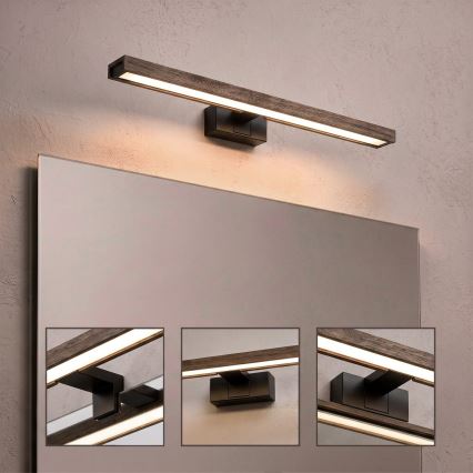 Brilagi - WOODY MIRROR 3-in-1 LED Bathroom Mirror Light LED/12W/230V IP44 Black/Oak Walnut