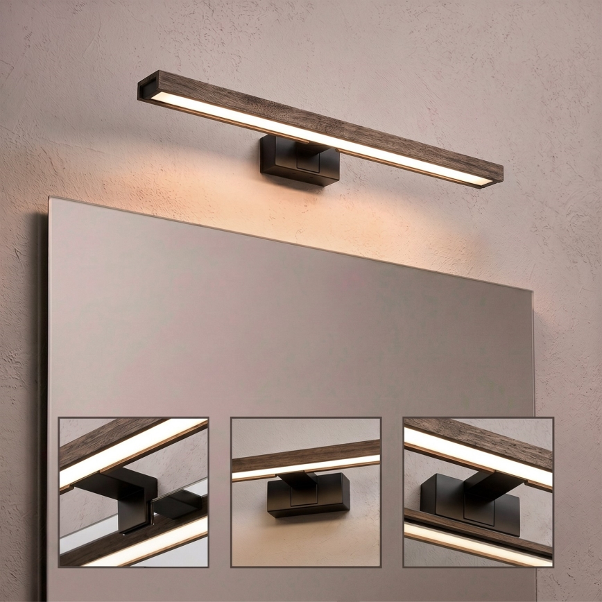 Brilagi - WOODY MIRROR 3-in-1 LED Bathroom Mirror Light LED/12W/230V IP44 Black/Oak Walnut