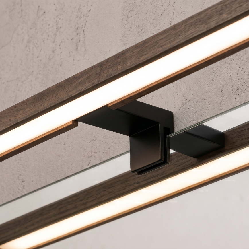 Brilagi - WOODY MIRROR 3-in-1 LED Bathroom Mirror Light LED/12W/230V IP44 Black/Oak Walnut