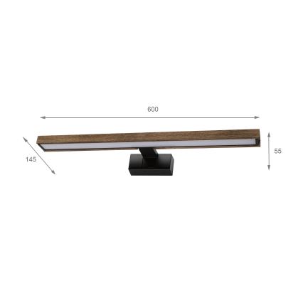 Brilagi - WOODY MIRROR 3-in-1 LED Bathroom Mirror Light LED/12W/230V IP44 Black/Oak Walnut