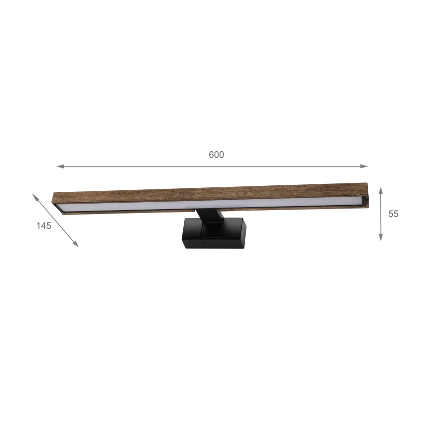 Brilagi - WOODY MIRROR 3-in-1 LED Bathroom Mirror Light LED/12W/230V IP44 Black/Oak Walnut