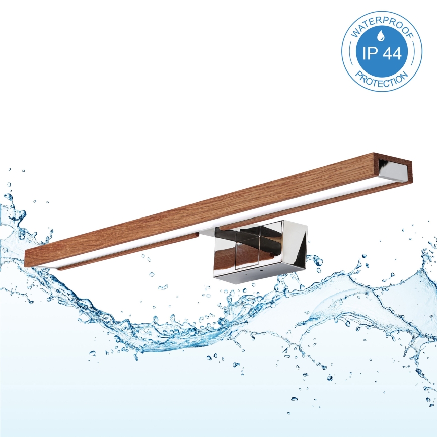 BRILAGI - WOODY MIRROR 3-in-1 LED Bathroom Mirror Light LED/12W/230V 60 cm IP44 Glossy Chrome/Cherry Oak