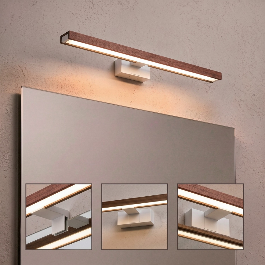 Brilagi - WOODY MIRROR 3-in-1 LED Bathroom Mirror Light LED/12W/230V 60 cm IP44 White / Oak-Cherry